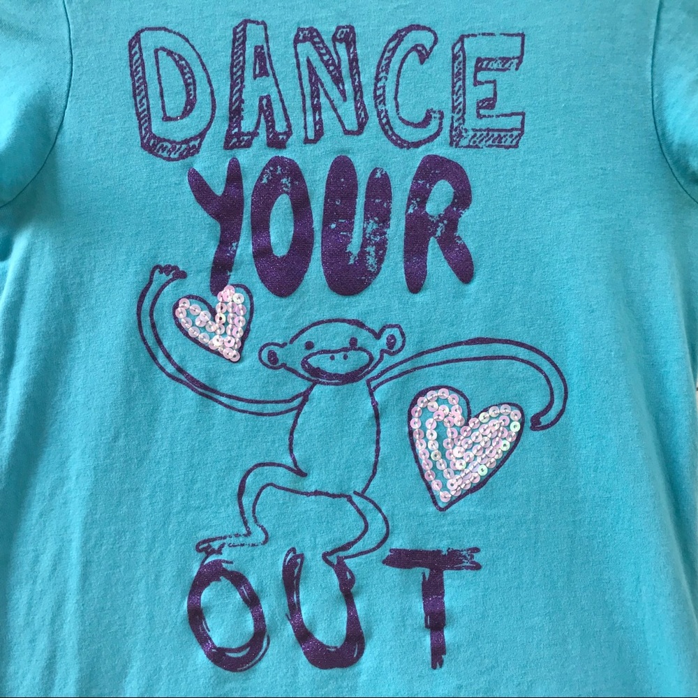 3 for $15 GAP Kids Bright Blue Monkey Print Top Graphic Tee Short Sleeve Shirt - Picture 2 of 6